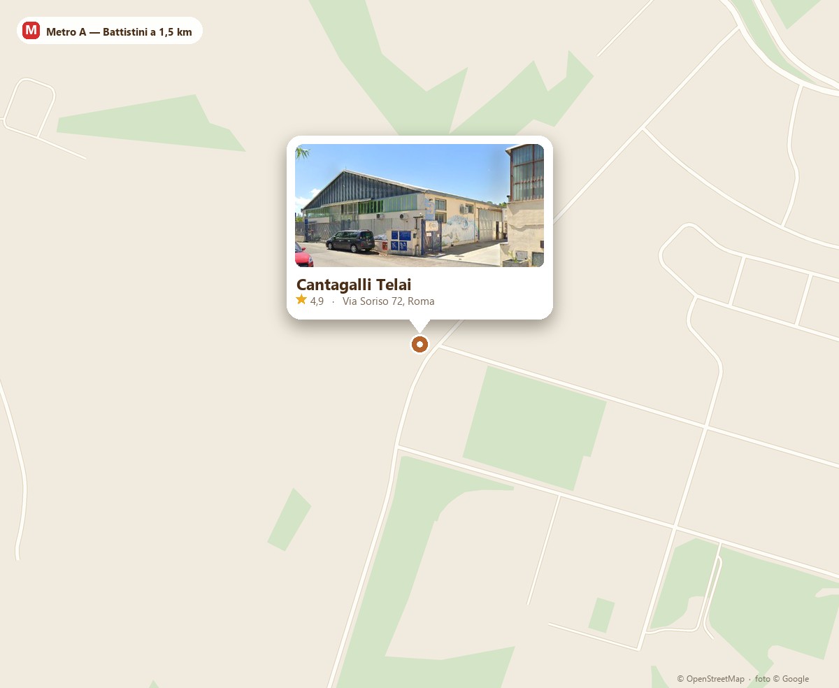 Mappa: Cantagalli Telai in Via Soriso 72, Roma (zona Boccea)